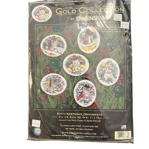 Christmas‎ Dimensions GOLD COLLECTION Counted Ornament Kit KITTY KEEPSAKE #8730